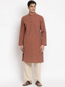 Fabindia Men Brown Thread Work Kurta