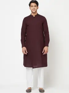Fabindia Men Black Flared Sleeves Dobby Kurta