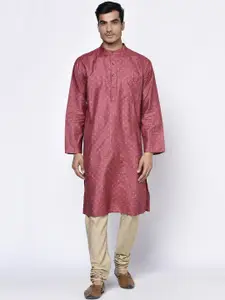 Fabindia Men Red Ethnic Motifs Kurta