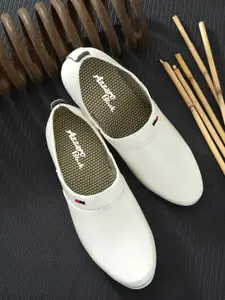 Azzaro Black Men White Slip-On Shoes