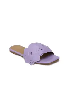FOREVER 21 Women Purple Textured Open Toe Flats