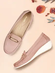 Bata Pink Solid Wedge Pumps