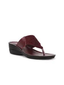 Bata Women Red Embellished Platform Heels