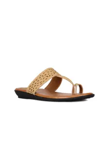 Bata Women Tan Laser Cuts One Toe Flats