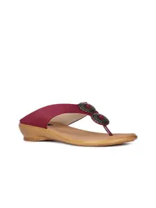 Bata Women Red Embellished Open Toe Flats