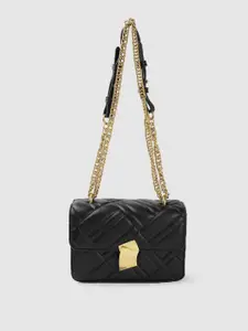 Sugarush Black Textured PU Structured Satchel
