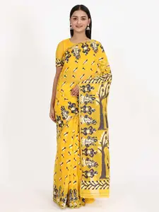 Silk Land Yellow & Blue Jamdani Saree