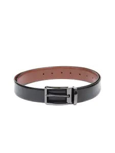 thickskin Men Black Textured Leather Reversible Formal Belt