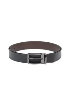 thickskin Men Black Textured Leather Formal Belt