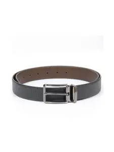 thickskin Men Black Textured Leather Reversible Formal Belt