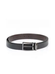 thickskin Men Black Textured Leather Reversible Formal Belt