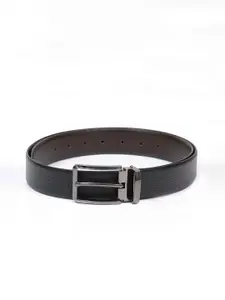 thickskin Men Black Textured Leather Reversible Belt