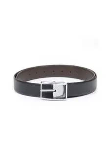 thickskin Men Black Textured Leather Reversible Formal Belt
