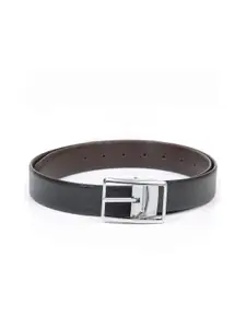 thickskin Men Black Textured Leather Reversible Belt