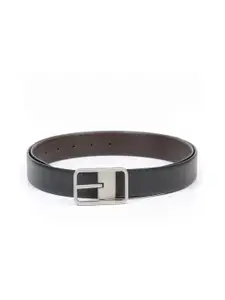 thickskin Men Black Textured Leather Reversible Formal Belt