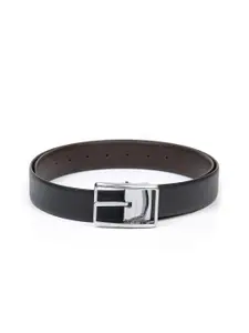 thickskin Men Black Textured Leather Reversible Formal Belt