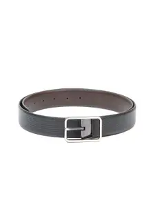 thickskin Men Black Textured Leather Reversible Formal Belt