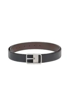 thickskin Men Black Textured Leather Reversible Formal Belt
