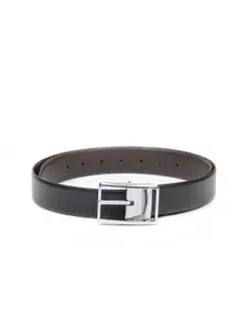 thickskin Men Black Textured Leather Reversible Formal Belt