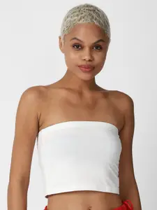 FOREVER 21 Women White Tube Crop Top