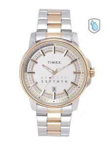 Timex Men Silver-Toned Dial & Multicoloured Bracelet Style Straps Analogue Watch TWEG17204
