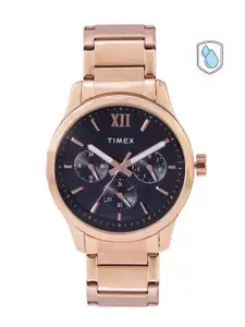 Timex Men Blue Dial & Rose Gold-Toned Bracelet Style Analogue Watch TW0TG7606