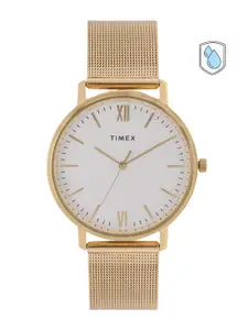 Timex Men White Dial & Gold Toned Analogue Watch TW0TG8010