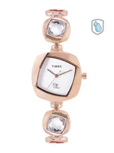 Timex Women White Brass Mother of Pearl Dial & Rose Gold Toned Analogue Watch TWEL15000