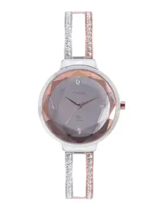 Timex Women Grey Brass Dial & Silver Toned Bracelet Style Straps Analogue Watch