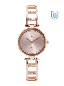 Timex Women Pink Dial & Rose Gold-Toned Bracelet Style Analogue Watch TWEL15300