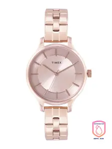 Timex Women Rose Gold-Toned Printed Dial Bracelet Style Straps Analogue Watch TWEL14808