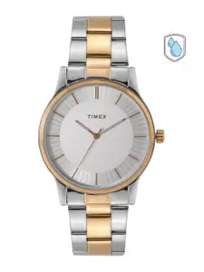 Timex Men White Dial & Gold-Plated Stainless Analogue Watch TW0TG8302
