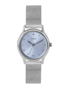 Timex Women Blue Solid Dial & Silver Toned Analogue Watch TW0TL8708