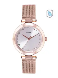 Timex Women Silver-Toned Embellished Dial Bracelet Style Analogue Watch TWEL11823