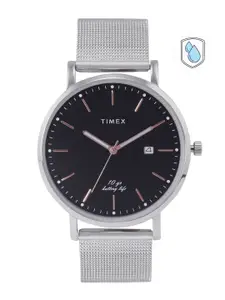 Timex Men Black Brass Dial & Silver Toned Stainless Steel Straps Analogue Watch TWEG17707