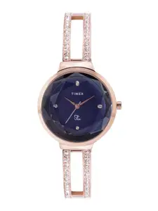 Timex Women Blue Dial & Rose Gold Toned Analogue Watch TWEL13404