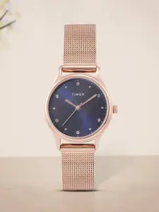 Timex Women Navy Blue Brass Dial Analogue Watch TW0TL8711