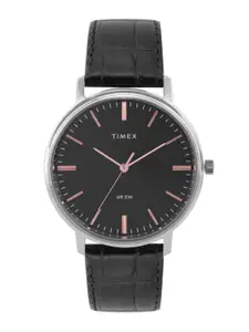 Timex Men Black Dial & Croc Textured Leather Straps Analogue Watch TW0TG8000