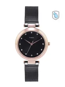Timex Women Black Embellished Dial Bracelet Style Straps Analogue Watch TWEL11826