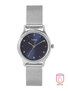 Timex Women Blue Brass Embellished Dial Analogue Watch TW0TL8707