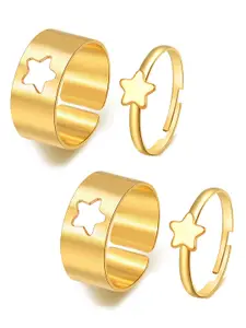 Vembley Set Of 4 Gold-Toned & Plated Star Couple Rings