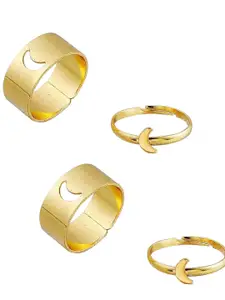 Vembley Set Of 4 Gold-Toned & Plated Half Moon Couple Rings