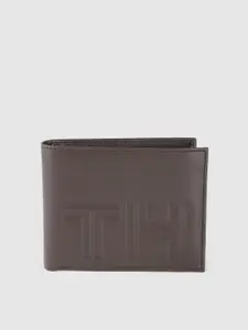 Tommy Hilfiger Men Brown Brand Logo Leather Two Fold Wallet