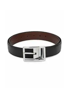 thickskin Men Black Textured PU Formal Reversible Belt