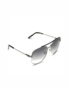 Tommy Hilfiger Men Grey Lens & Gunmetal-Toned Aviator UV Protected Lens Sunglasses