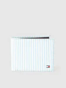 Tommy Hilfiger Men White Floral Printed Cut Work Leather Two Fold Wallet
