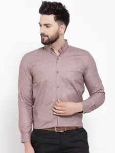 JAINISH Men Mauve Standard Solid Cotton Formal Shirt