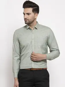 JAINISH Men Green Standard Cotton Formal Shirt