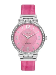 Omax Women Pink Embellished Dial & Pink Leather Straps Analogue Watch SU002P88I