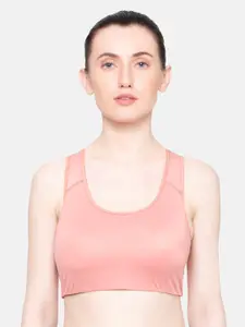 Triumph Peach-Coloured Triaction Balance Top Lightly Padded Wireless Quick Dry High Bounce Control Sports Bra